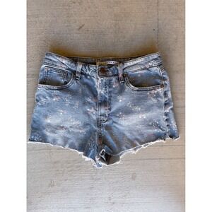 Celebrity Pink Floral Denim Shorts Raw Hem Casual‎ Cute Blue Size 9/29